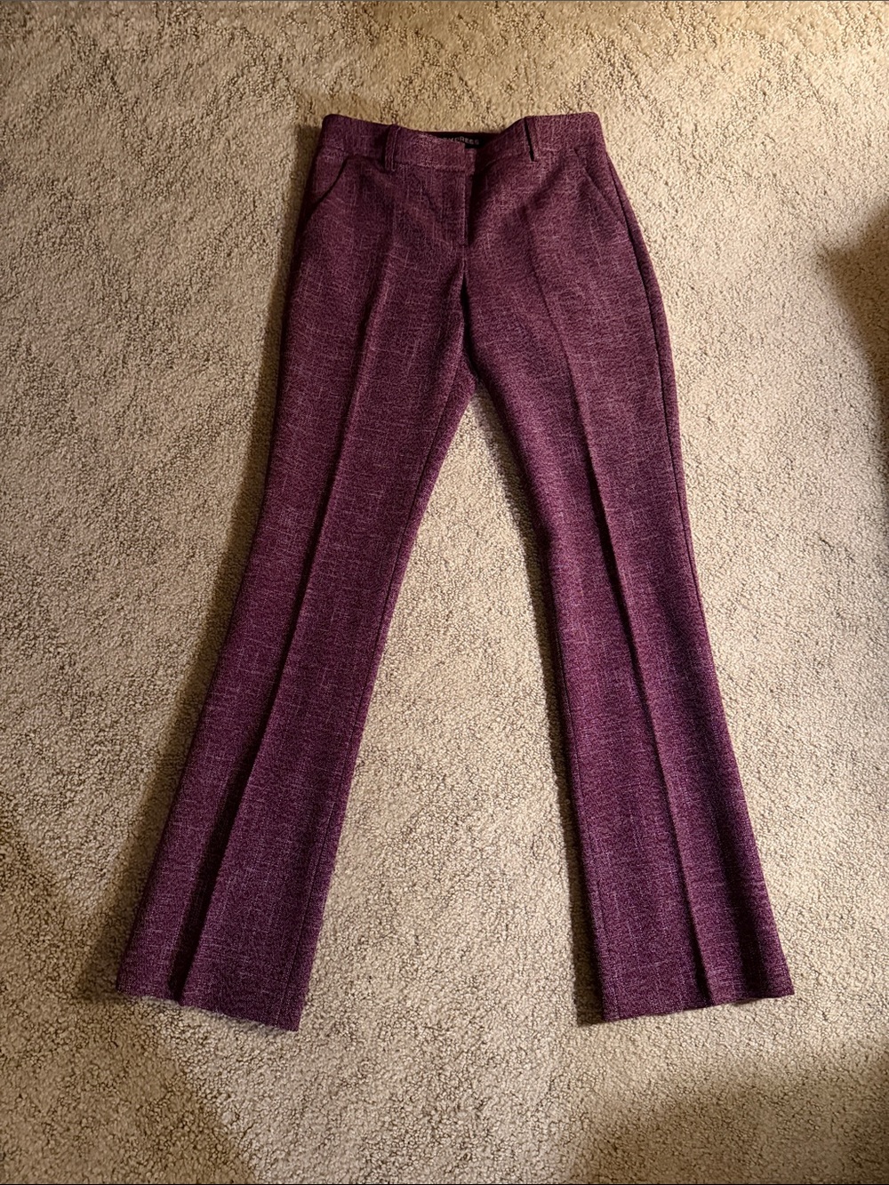 Express Columnist Barely Boot Mid Rise Pants in Plum - 2